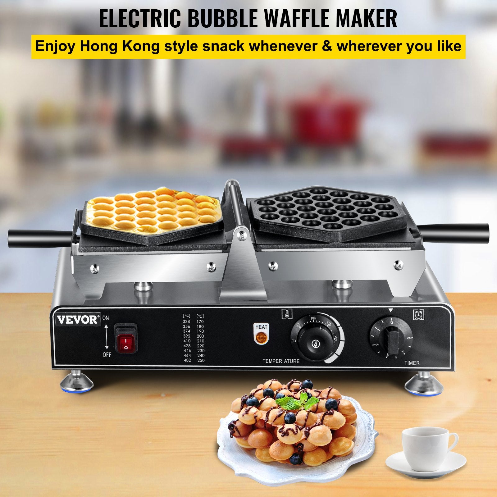 Maquina Gofres para Hacer Gofre Bubble Waffle Maker 110V